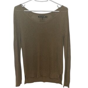 rag & bone Lightweight Open Knit Sweater in Olive Green